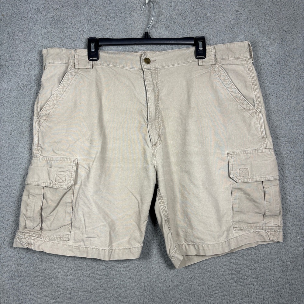 Carhartt Mens Canvas Cargo Shorts Khaki Tan Relaxed Fit Workwear Size 42
